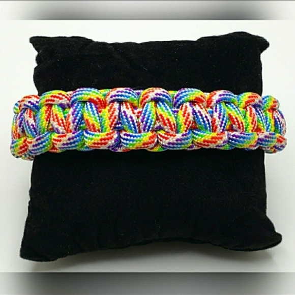 Rainbow Braided Paracord Rope Bracelet Buckle Clasp Red Blue Green Purple MBr30 - Picture 2 of 4